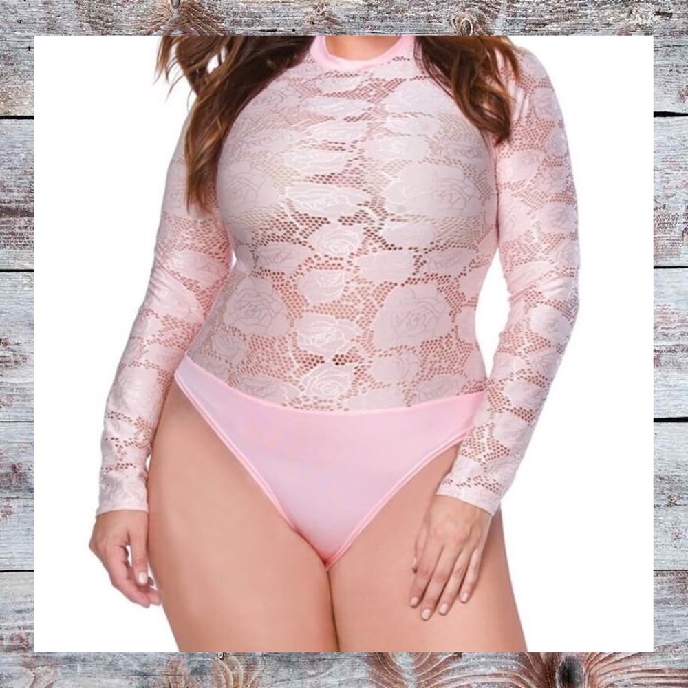 NEW Long sleeve Spring Pink Laced detail Bodysuit